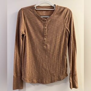 Gap Desert Sand Ribbed Long Sleeve Tee